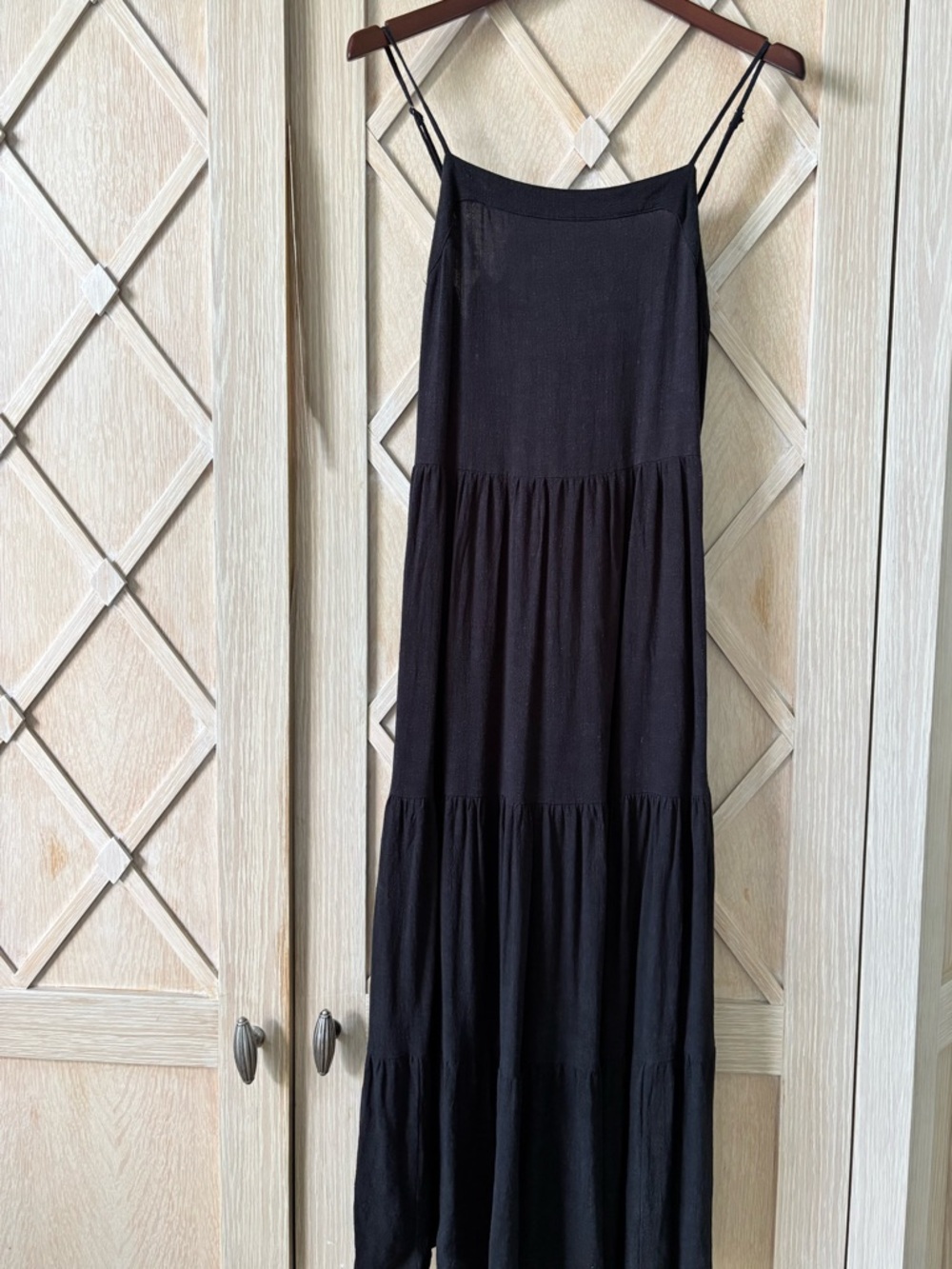 Splendid Black Spaghetti Strap Tiered Maxi Dress Size Small